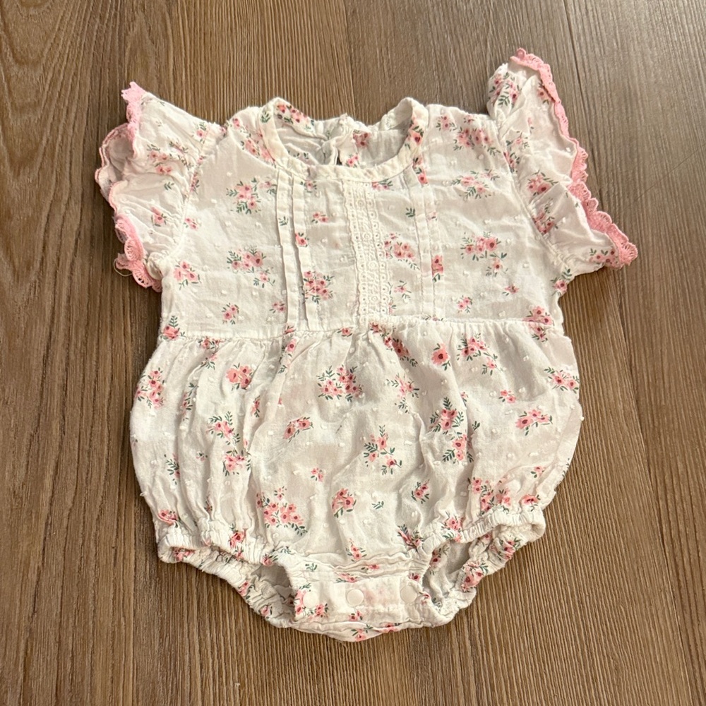 Mi piccolo pink floral baby girl romper
